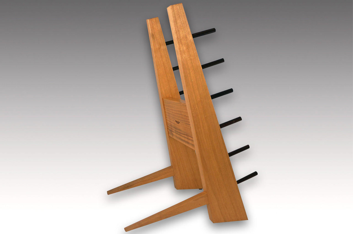 Made-in-Japan Sakai Takayuki Designer Wood Knife Tower Rack for 6 Knives [Wild Cherry Wood] 