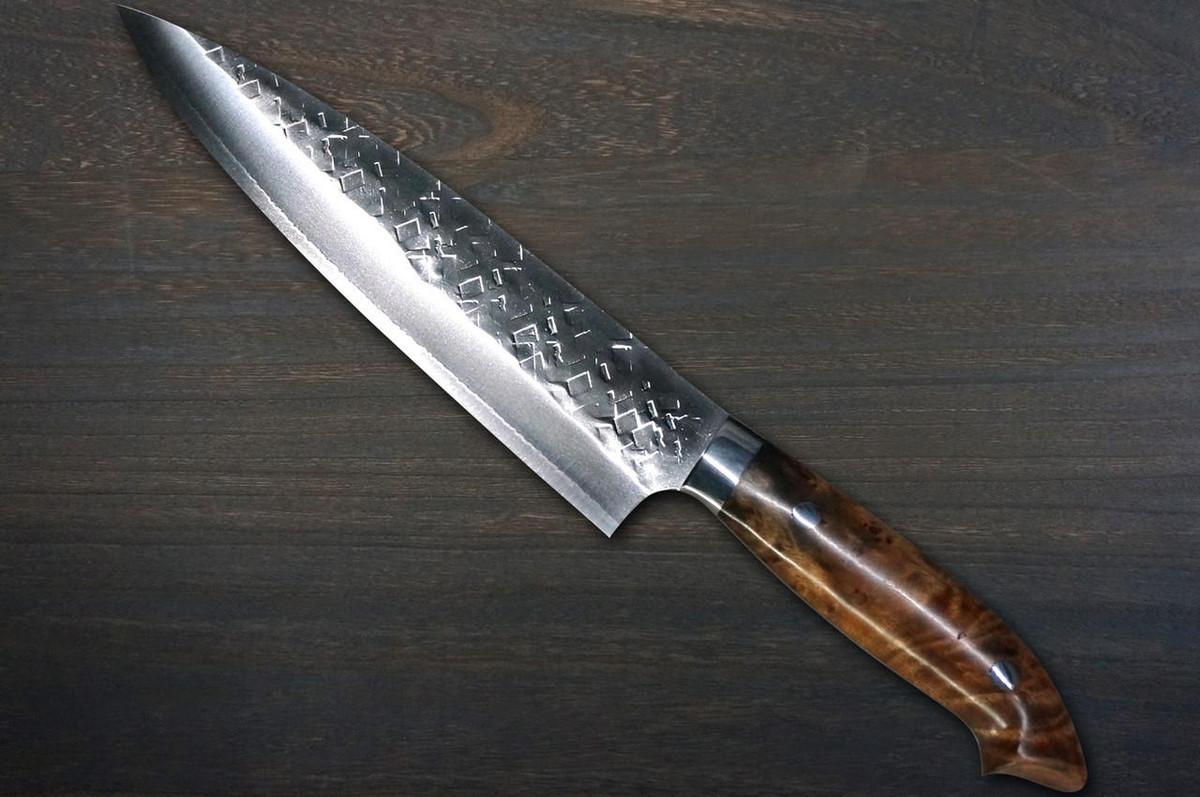 Takeshi Saji SRS13 Mirror Hammered NNM Japanese Chef's Gyuto Knife 240mm with Karin Lump Handle Nomura Special 