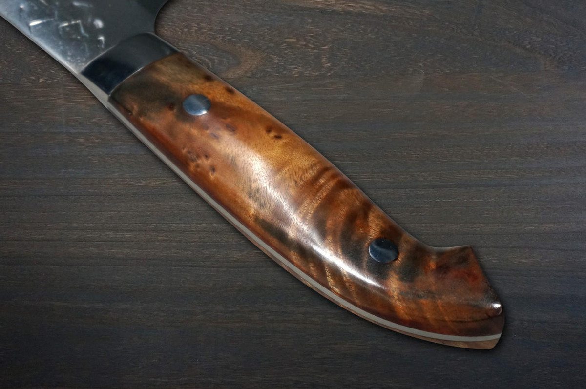 Takeshi Saji SRS13 Mirror Hammered NNM Japanese Chef's Gyuto Knife 240mm with Karin Lump Handle Nomura Special 