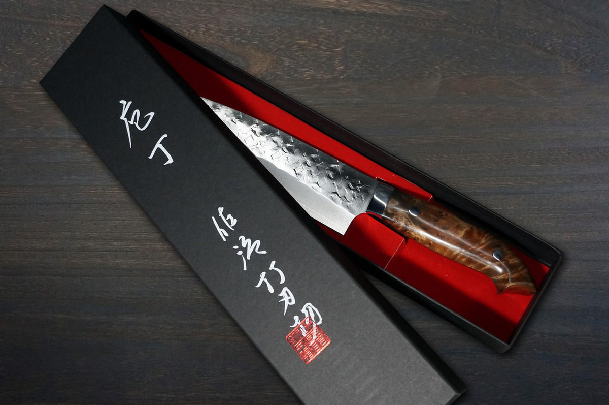 Takeshi Saji SRS13 Mirror Hammered NNM Japanese Chef's Gyuto Knife 240mm with Karin Lump Handle Nomura Special 