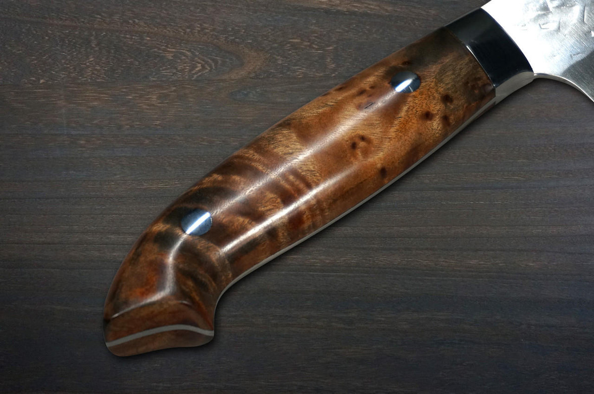 Takeshi Saji SRS13 Mirror Hammered NNM Japanese Chef's Gyuto Knife 240mm with Karin Lump Handle Nomura Special 