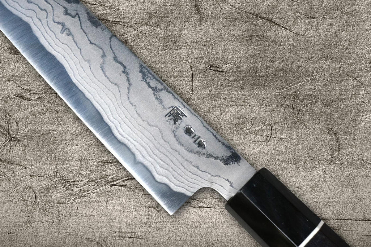 Shigeki Tanaka Aogami No.2 Damascus EB Japanese Chef's Slicer(Sujihiki) 210mm with Ebony Handle 