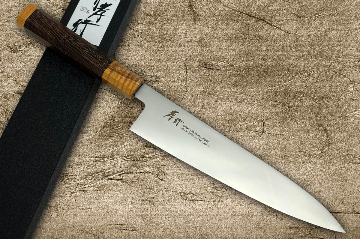 Sakai Takayuki JEWEL VG1 Japanese Chef's Gyuto Knife 240mm Double Ring Wenge Handle [Topaz] 