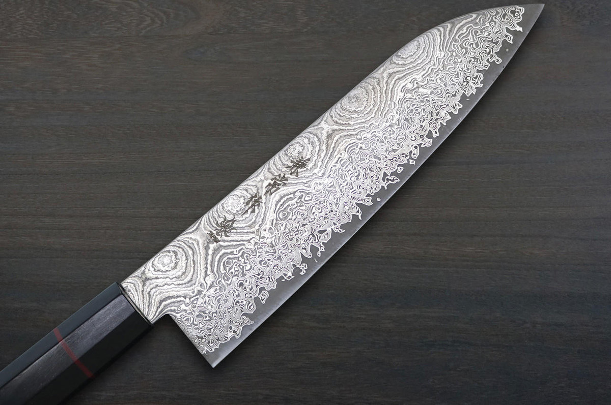 Kanetsune 101-Layer Damascus NAMISHIBUKI Japanese Chef's Santoku
