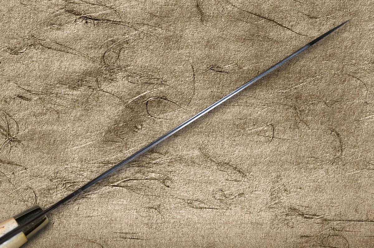 Takeshi Saji VG10W Colored Damascus Nashiji DHO Japanese Chef's Bunka Knife 180mm with Orange Antler Handle 