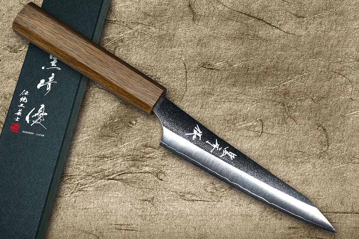 Yu Kurosaki VG-XEOS NEW GEKKO WA OK8M Japanese Chef's Petty Knife(Utility) 130mm with Urushi Lacquered Oak Handle 