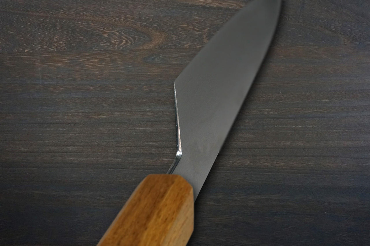 Keiichi Fujii AUS10 Nickel Damascus OK8B Japanese Chef's Kiritsuke-Gyuto Knife 210mm with Urushi Lacquered Oak Handle 