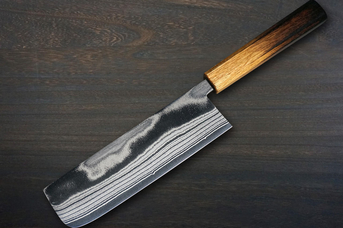 Keiichi Fujii AUS10 Nickel Damascus OK8B Japanese Chef's Nakiri
