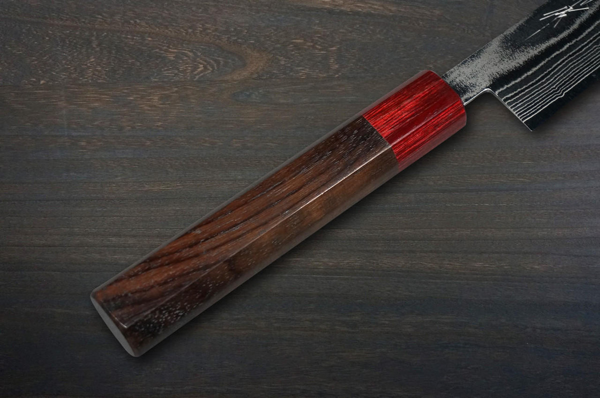 Keiichi Fujii AUS10 Nickel Damascus RS8R Japanese Chef's Slicer(Sujihiki) 270mm with Urushi Lacquered Oak Handle 