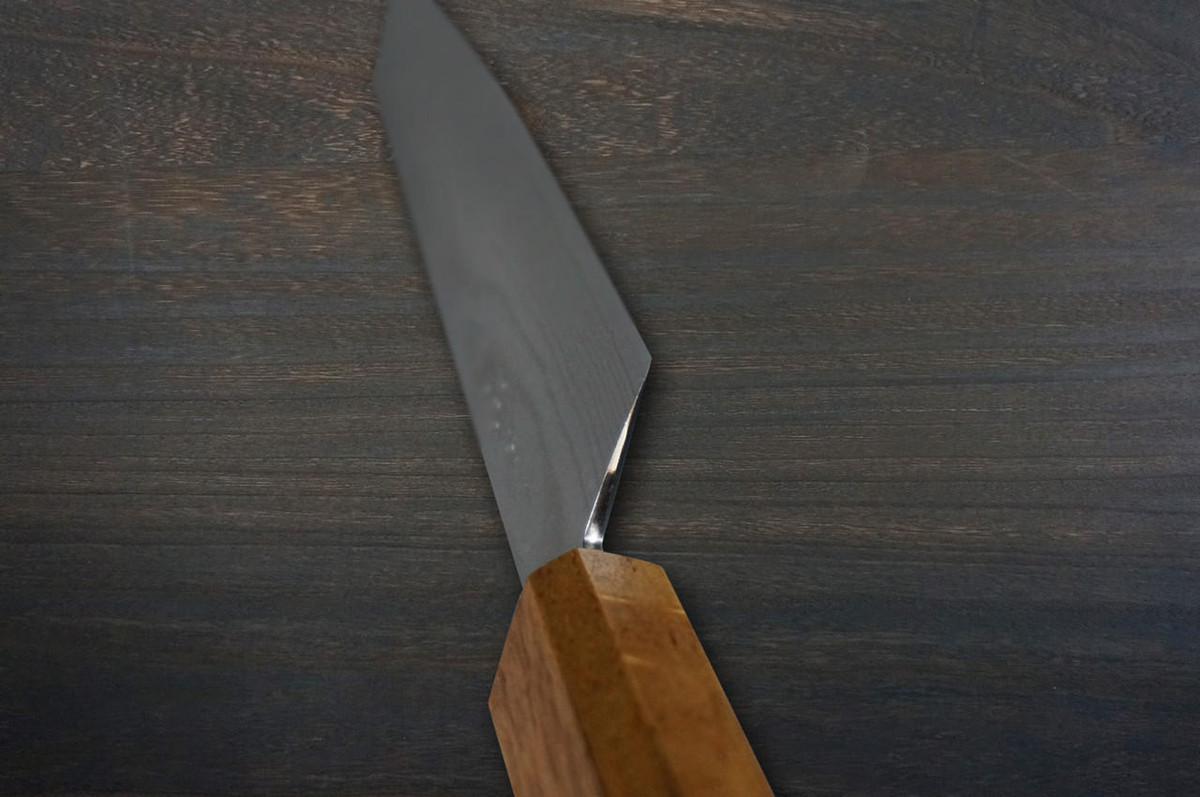 Keiichi Fujii AUS10 Nickel Damascus OK8B Japanese Chef's Slicer(Sujihiki) 240mm with Urushi Lacquered Oak Handle 