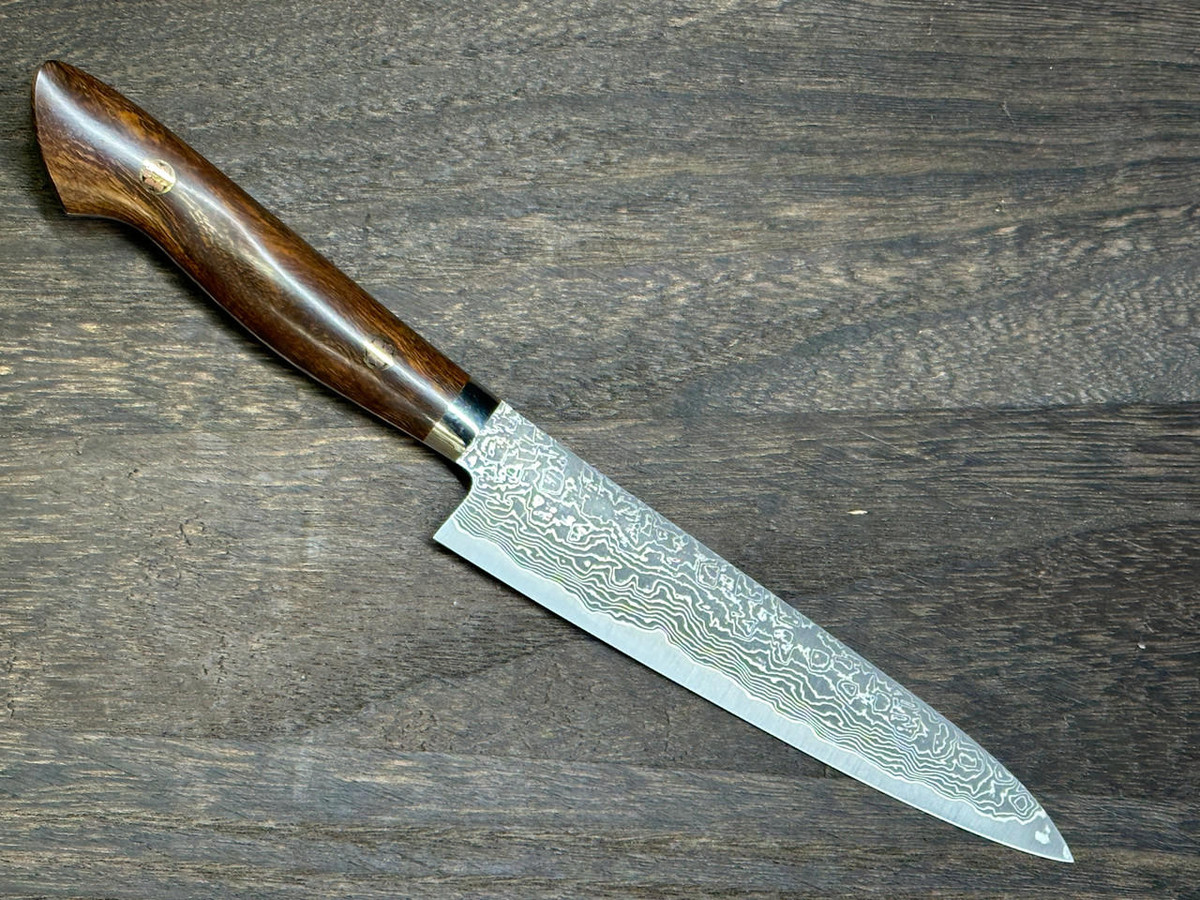 [OUTLET] Shigeki Tanaka 33-Layer R2(SG2) Damascus IR Japanese Chef's Petty Knife(Utility) 150mm with Desert Ironwood Handle 
