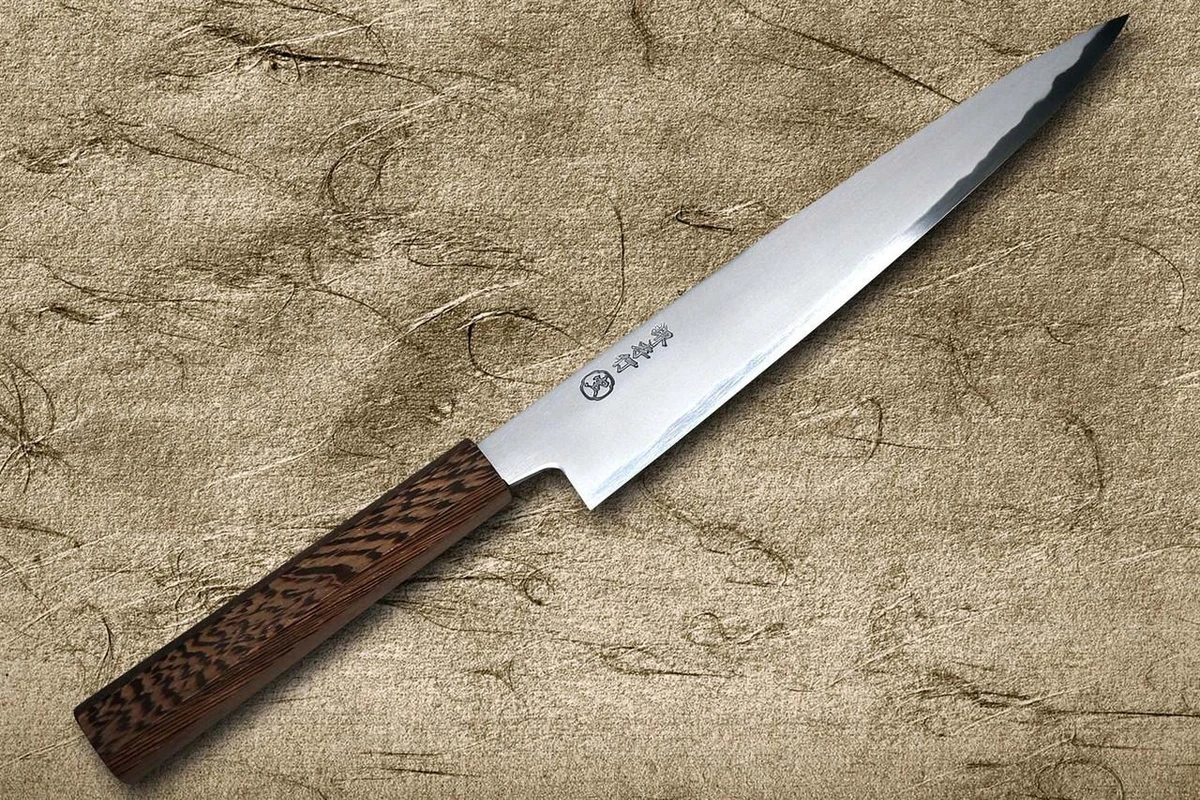 堺孝行 SANPOU 型 TETSU (白纸2号钢) 日式厨师切片刀 (Sujihiki) 240mm 乌木手柄