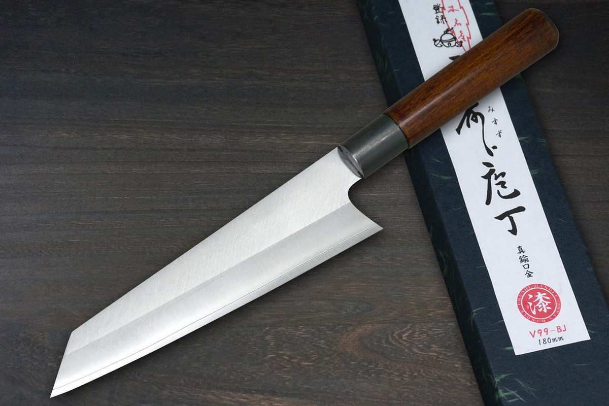 Misuzu VG10 Brass-Urushi  Japanese Chef's Kiritsuke-Gyuto Knife 180mm with Lacquered Magnolia Handle 
