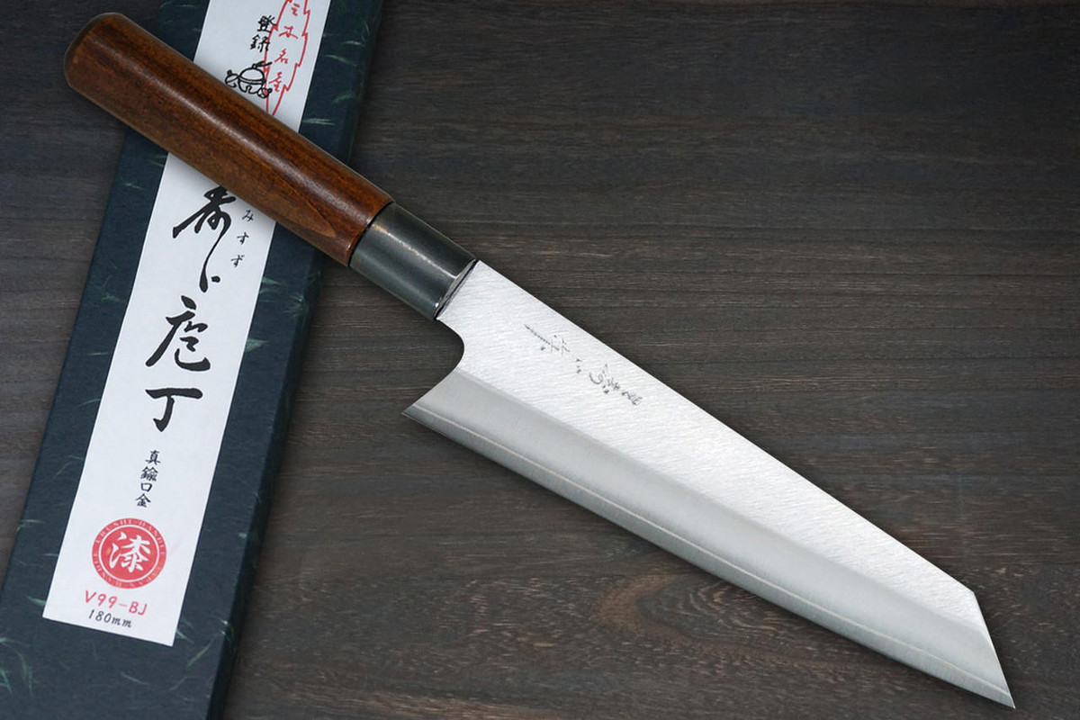 Misuzu VG10 Brass-Urushi  Japanese Chef's Kiritsuke-Gyuto Knife 180mm with Lacquered Magnolia Handle 
