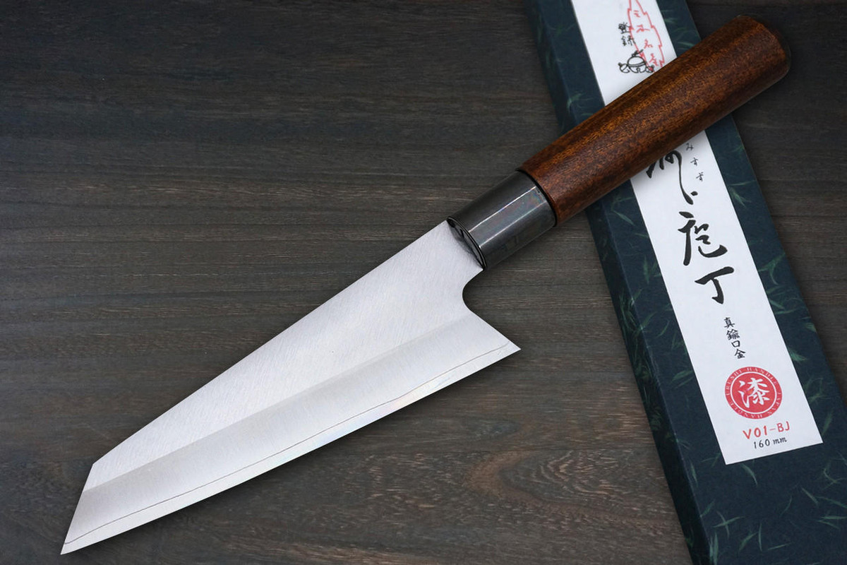 Misuzu VG10 Brass-Urushi  Japanese Chef's Bunka Knife 165mm with Lacquered Magnolia Handle 