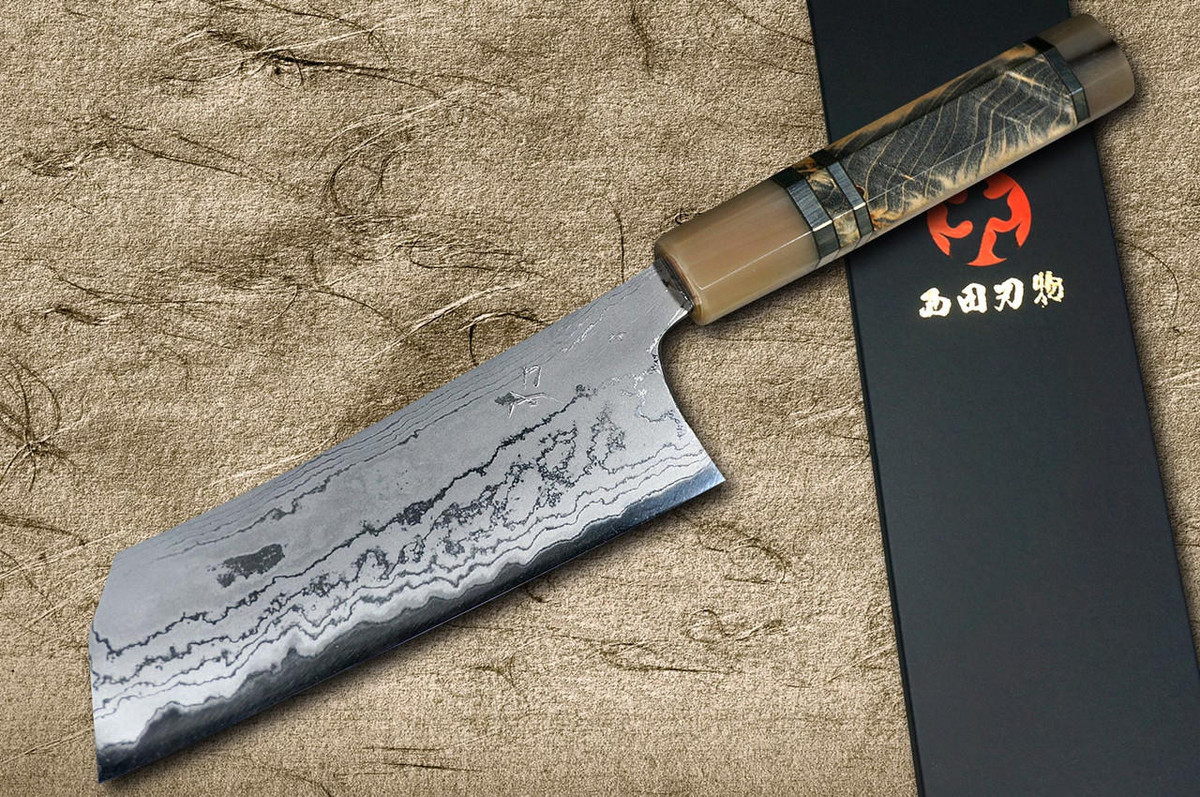 Daisuke Nishida Shirogami No.1 Damascus Japanese Chef's Kiritsuke