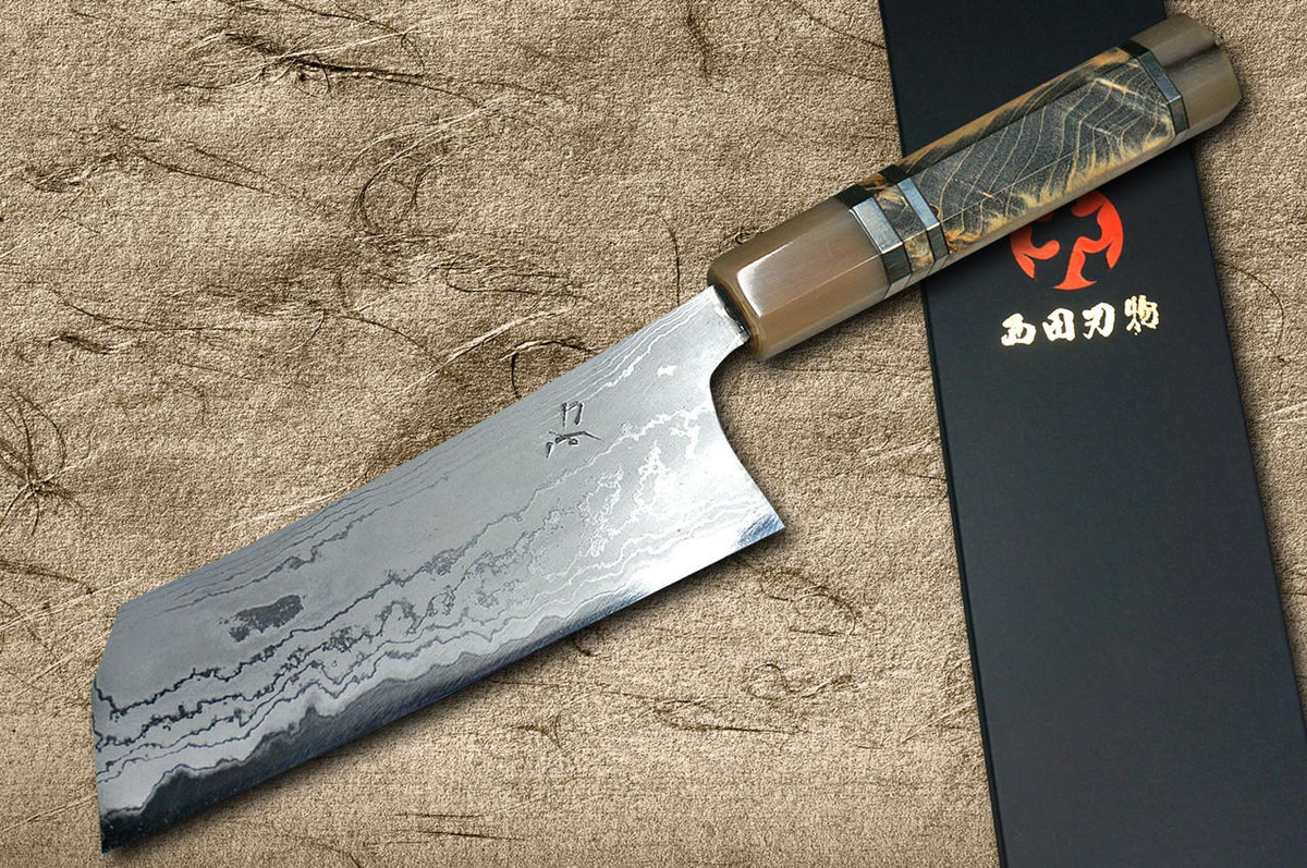 Daisuke Nishida Shirogami No.1 Damascus Japanese Chef's Kiritsuke