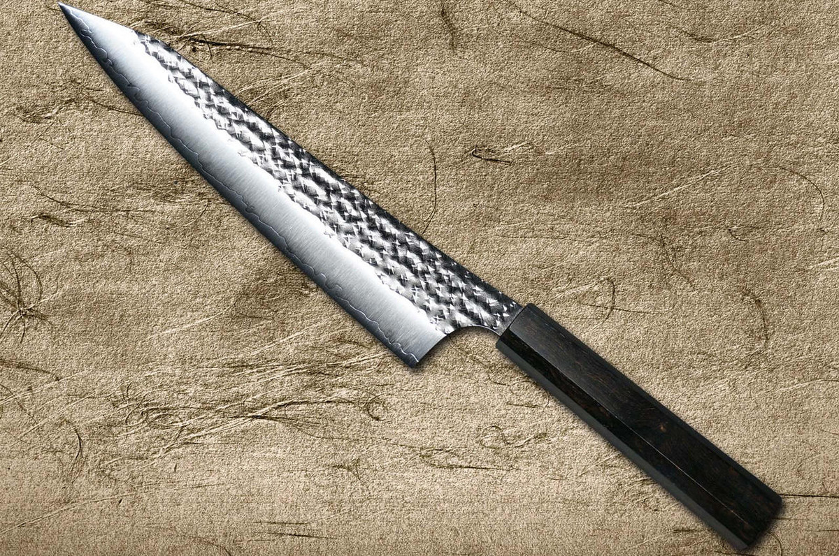 Yu Kurosaki R2(SG2) Hammered SENKO-EI WA EB8N Japanese Chef's Gyuto Knife 180mm with Full Ebony Handle 