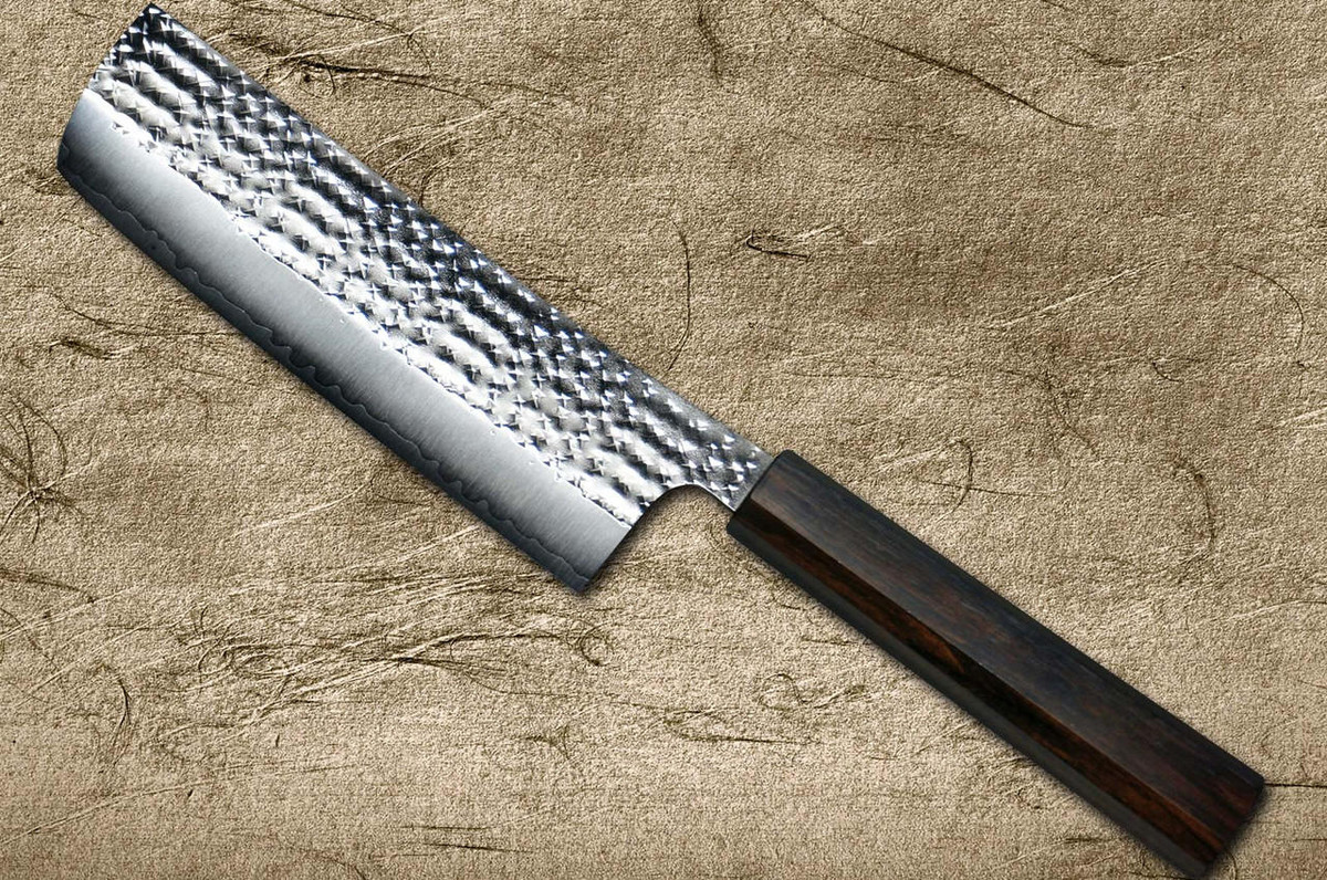 Yu Kurosaki R2(SG2) Hammered SENKO-EI WA EB8N Japanese Chef's Nakiri(Vegetable) 165mm with Full Ebony Handle 