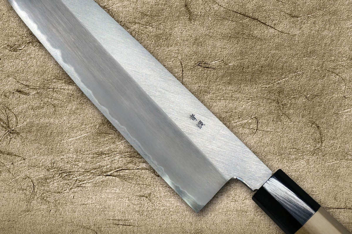 Sakai Takayuki Kasumi Buffalo Tsuba Gold Engraving Art Japanese Chef's Gyuto Knife 270mm Mt.Fuji & Sunset (Gold-plated) 