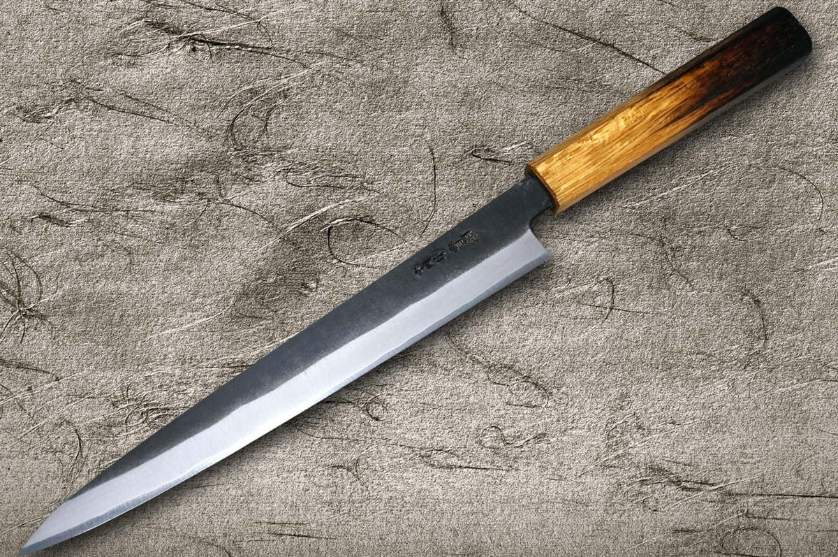Satoshi Nakagawa Aogami #2 Kurouchi OK8B Japanese Chef's Slicer(Sujihiki) 270mm with Urushi Lacquered Oak Handle 