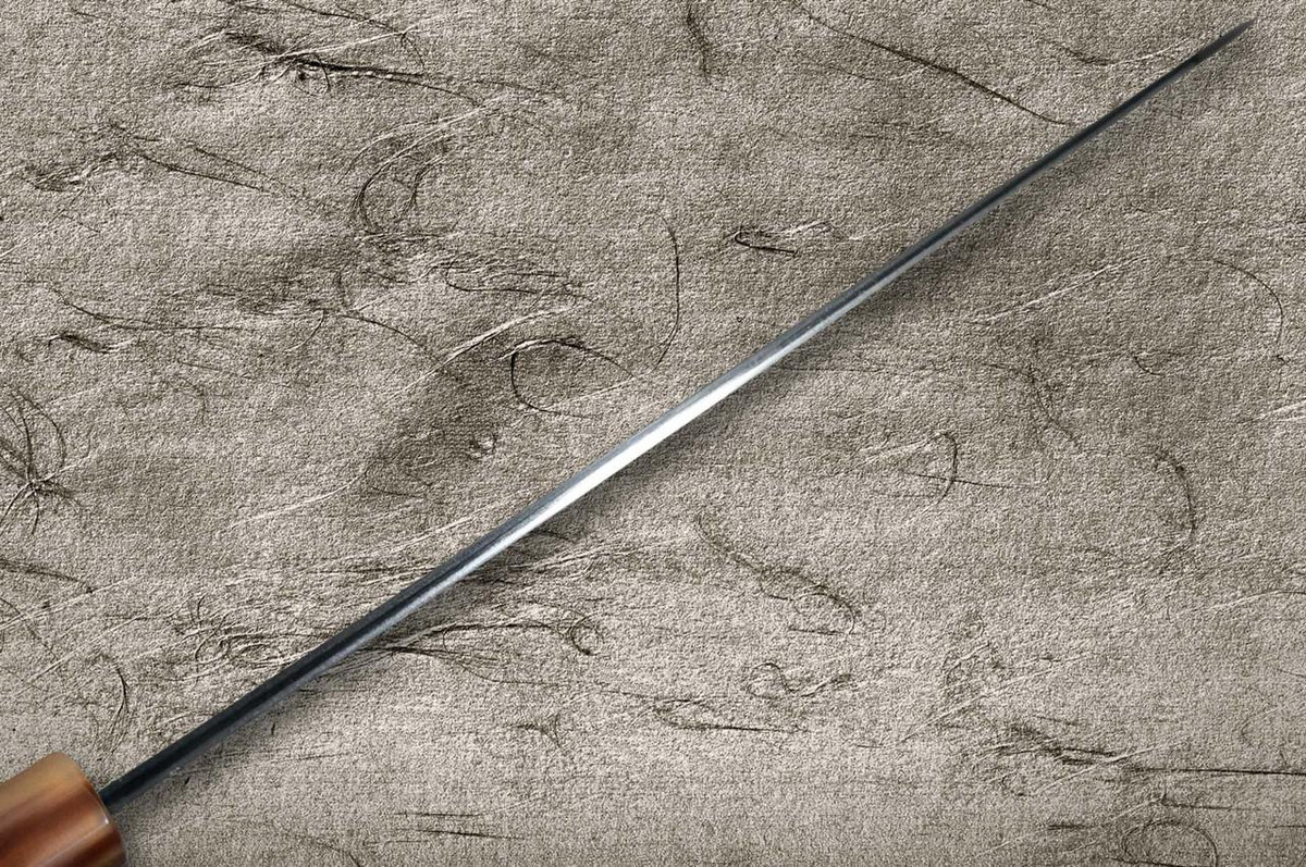 Satoshi Nakagawa Aogami #2 Kurouchi MB8W Japanese Chef's Petty Knife(Utility) 150mm with White Buffalo Tsuba Octagonal Handle 