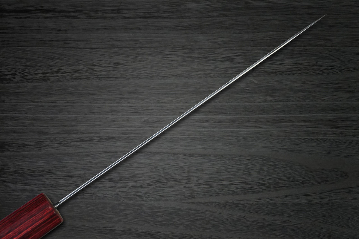 Yoshimi Kato R2 Black Damascus RS8R Japanese Chef's Petty Knife(Utility) 150mm with Red-Ring Octagonal Honduran Rosewood Handle 