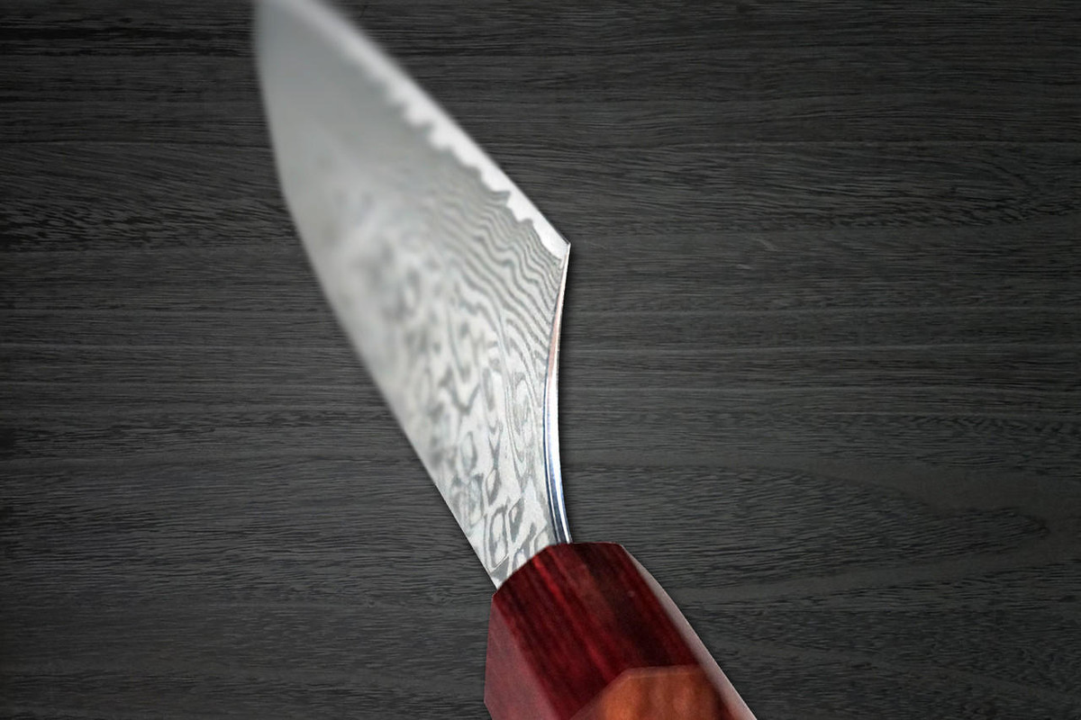 Yoshimi Kato R2 Black Damascus RS8R Japanese Chef's Slicer(Sujihiki) 270mm with Red-Ring Octagonal Honduran Rosewood Handle 