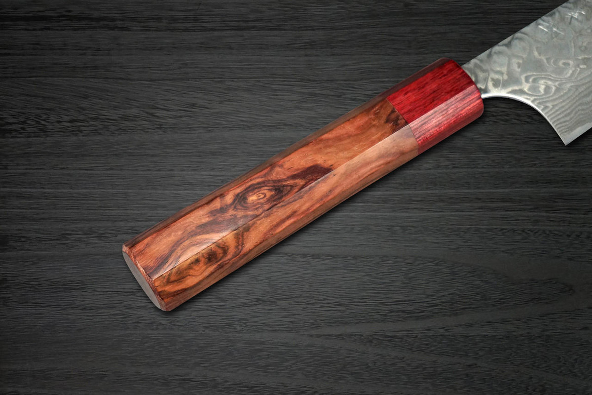 Yoshimi Kato R2 Black Damascus RS8R Japanese Chef's Slicer(Sujihiki) 270mm with Red-Ring Octagonal Honduran Rosewood Handle 