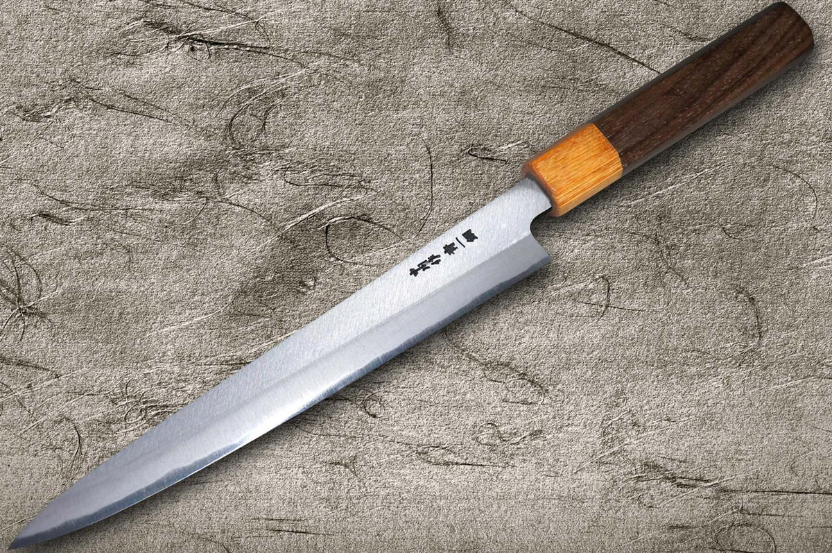 Satoshi Nakagawa Aogami #1 Migaki RS8M Japanese Chef's Slicer(Sujihiki) 270mm with Light-Brown-Ring Octagonal Handle 