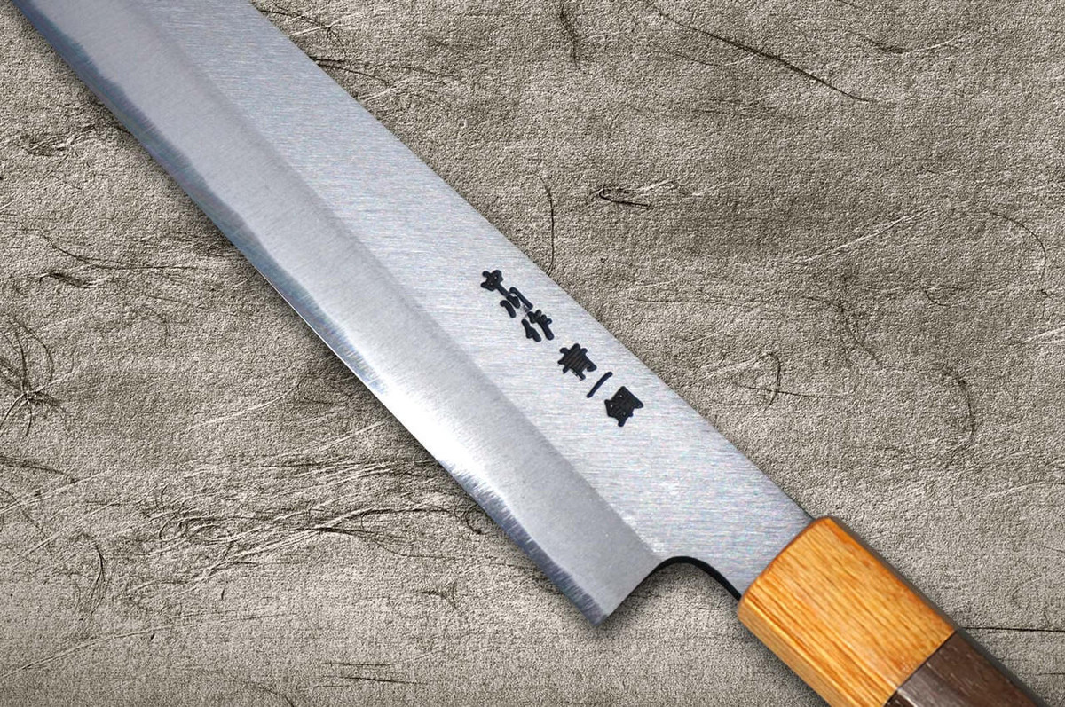 Satoshi Nakagawa Aogami #1 Migaki RS8M Japanese Chef's Slicer(Sujihiki) 270mm with Light-Brown-Ring Octagonal Handle 