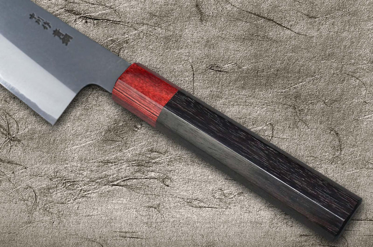 Satoshi Nakagawa Aogami #2 Migaki RS8R Japanese Chef's Santoku Knife 170mm with Red-Ring Octagonal Handle 
