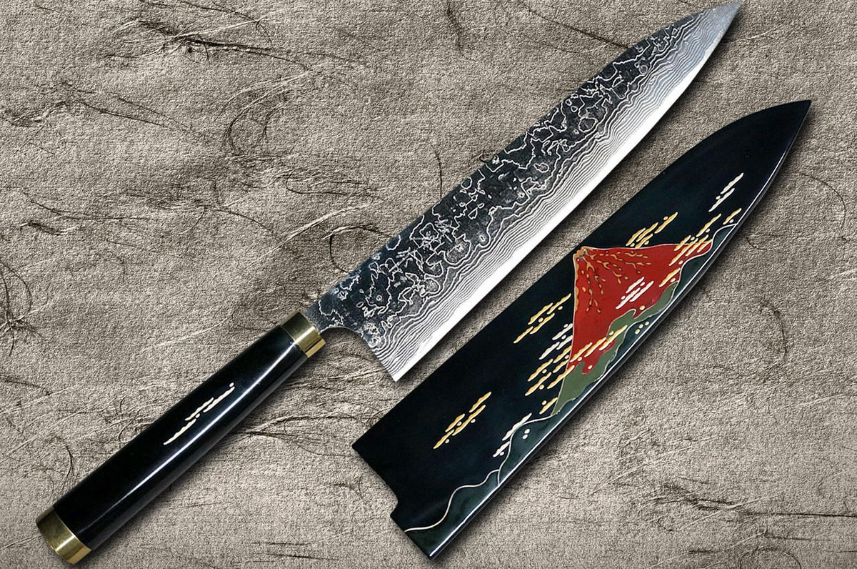 Takeshi Saji Makie-Art R2(SG2) Mirrored Damascus Japanese Chef's