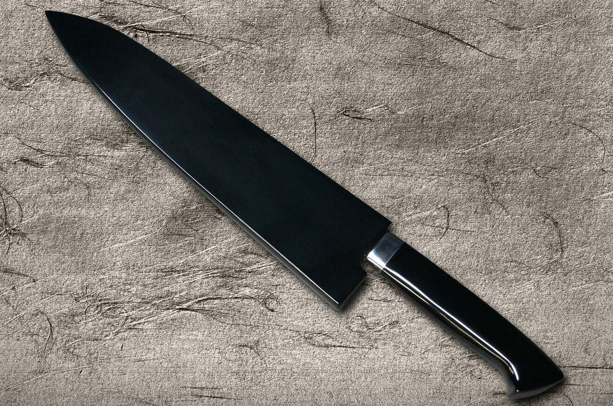 Takeshi Saji Makie-Art Aogami No.2 Colored Damascus Japanese Chef's Gyuto Knife 210mm with Urushi Lacquered Saya and Handle RED FUJI (AKA FUJI) 