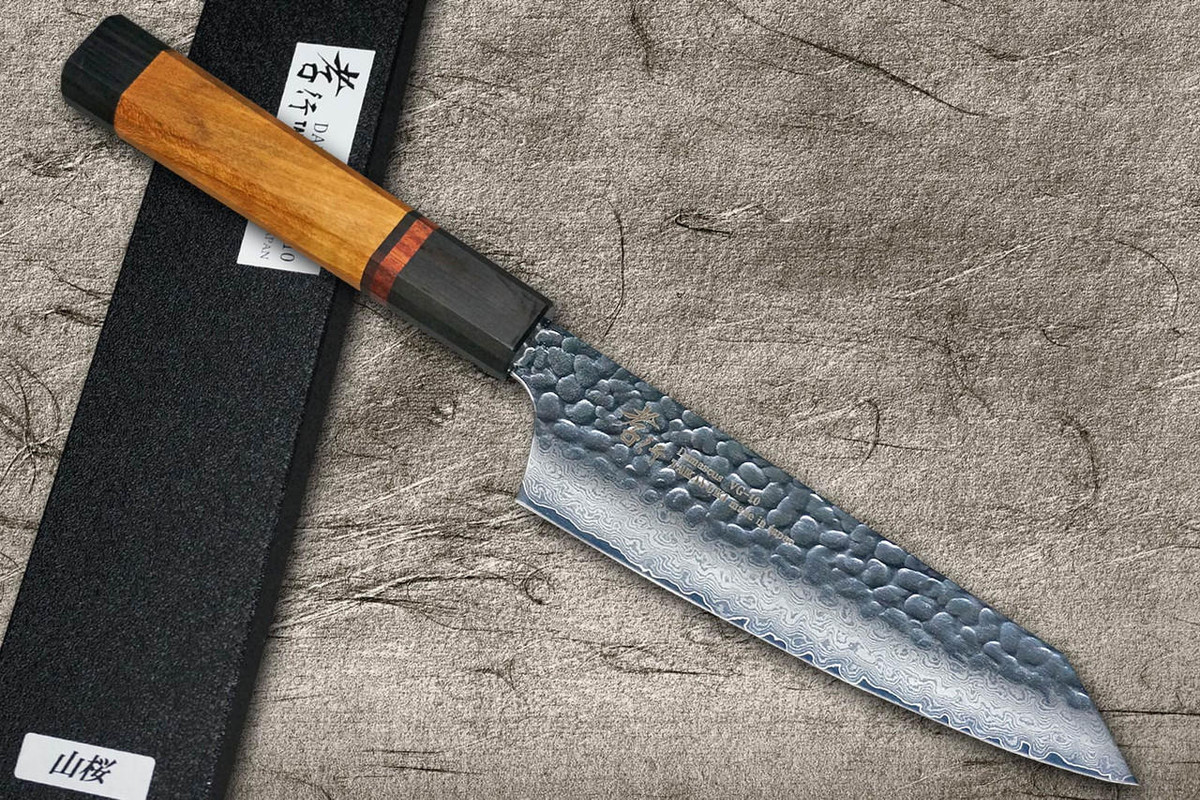Sakai Takayuki 33-Layer VG10 Damascus Yamazakura Chef's Kengata-Santoku Knife 160mm with Dodecagonal Mountain Cherry Handle 