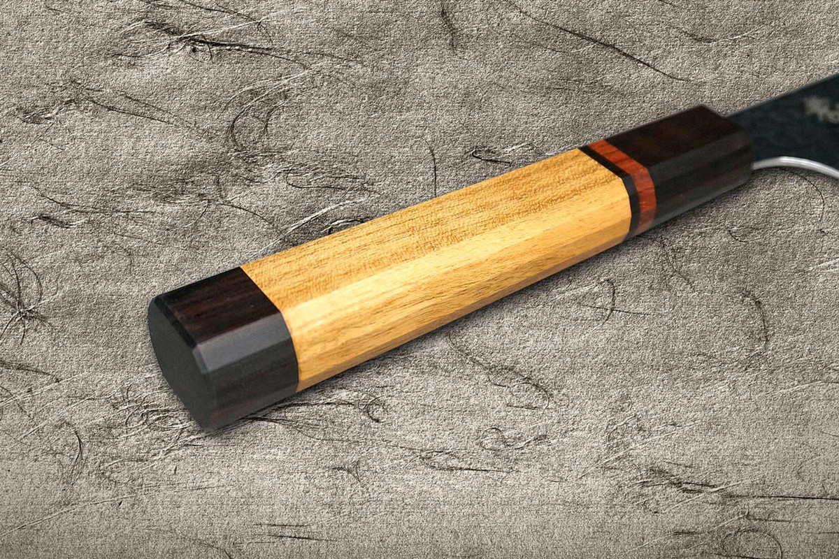 Sakai Takayuki 33-Layer VG10 Damascus Yamazakura Chef's Kengata-Santoku Knife 160mm with Dodecagonal Mountain Cherry Handle 