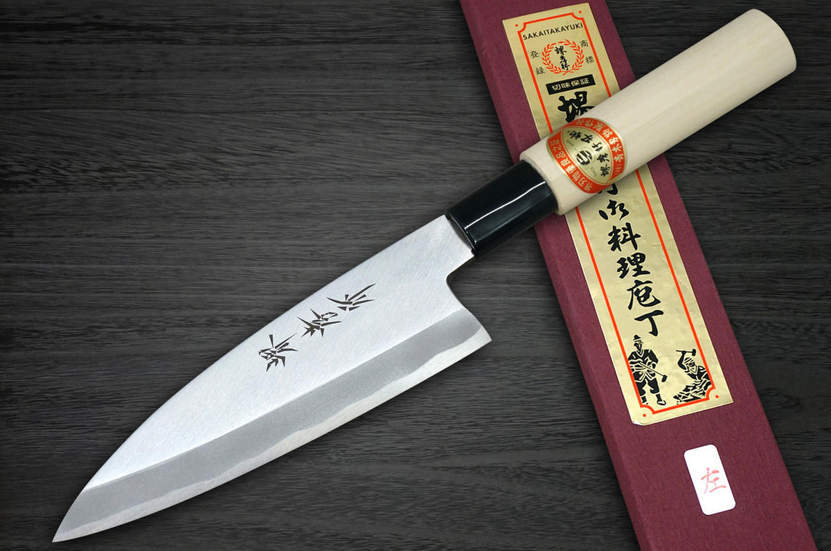 [Left Handed] Sakai Takayuki Kasumitogi (White steel) Japanese Chef's Funayuki Deba 195mm 