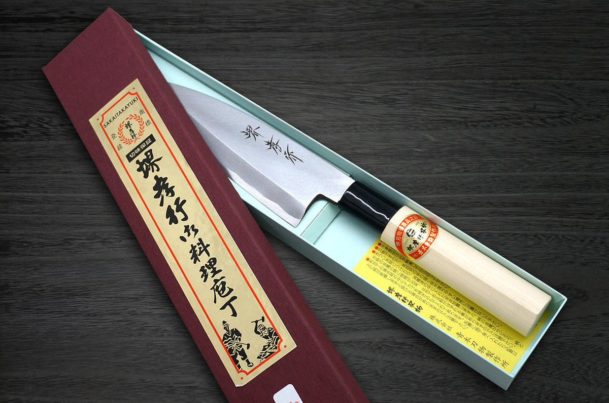 [Left Handed] Sakai Takayuki Kasumitogi (White steel) Japanese Chef's Funayuki Deba 195mm 