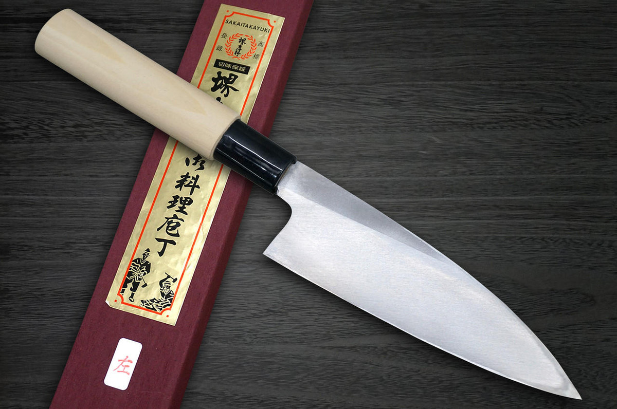 [Left Handed] Sakai Takayuki Kasumitogi (White steel) Japanese Chef's Funayuki Deba 195mm 