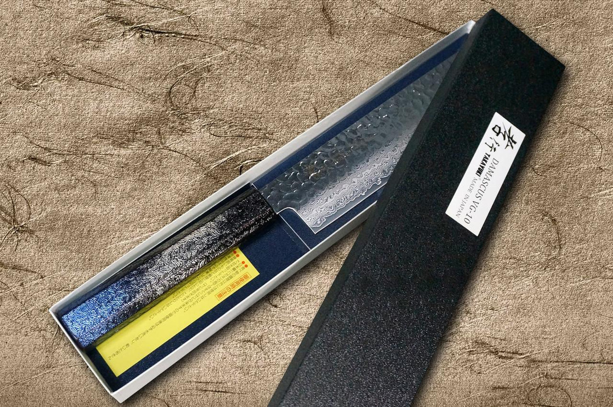 Sakai Takayuki 33-Layer VG10 Damascus RIO Chef's Nakiri(Vegetable) 160mm with Japanese Lacquered Handle [Blue] 