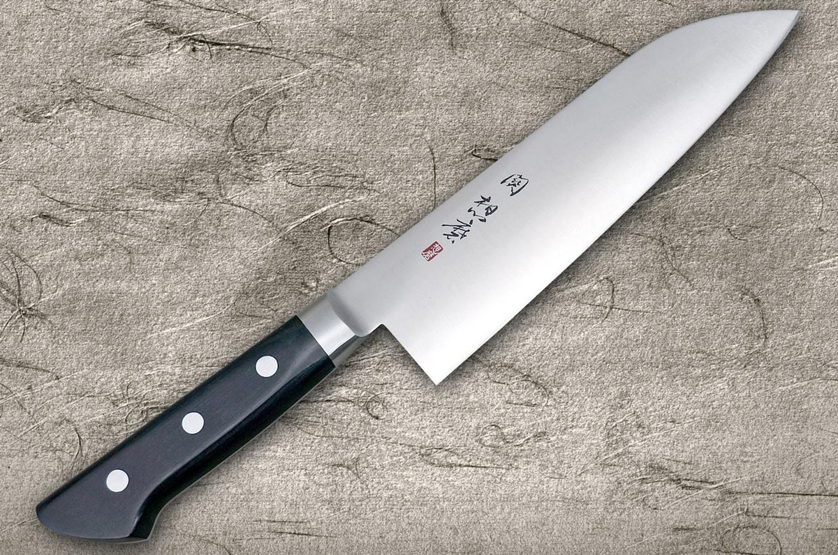 Fujiwara Kanefusa (SOUMA) Mo-Stainless Japanese Chef's Santoku Knife 180mm 