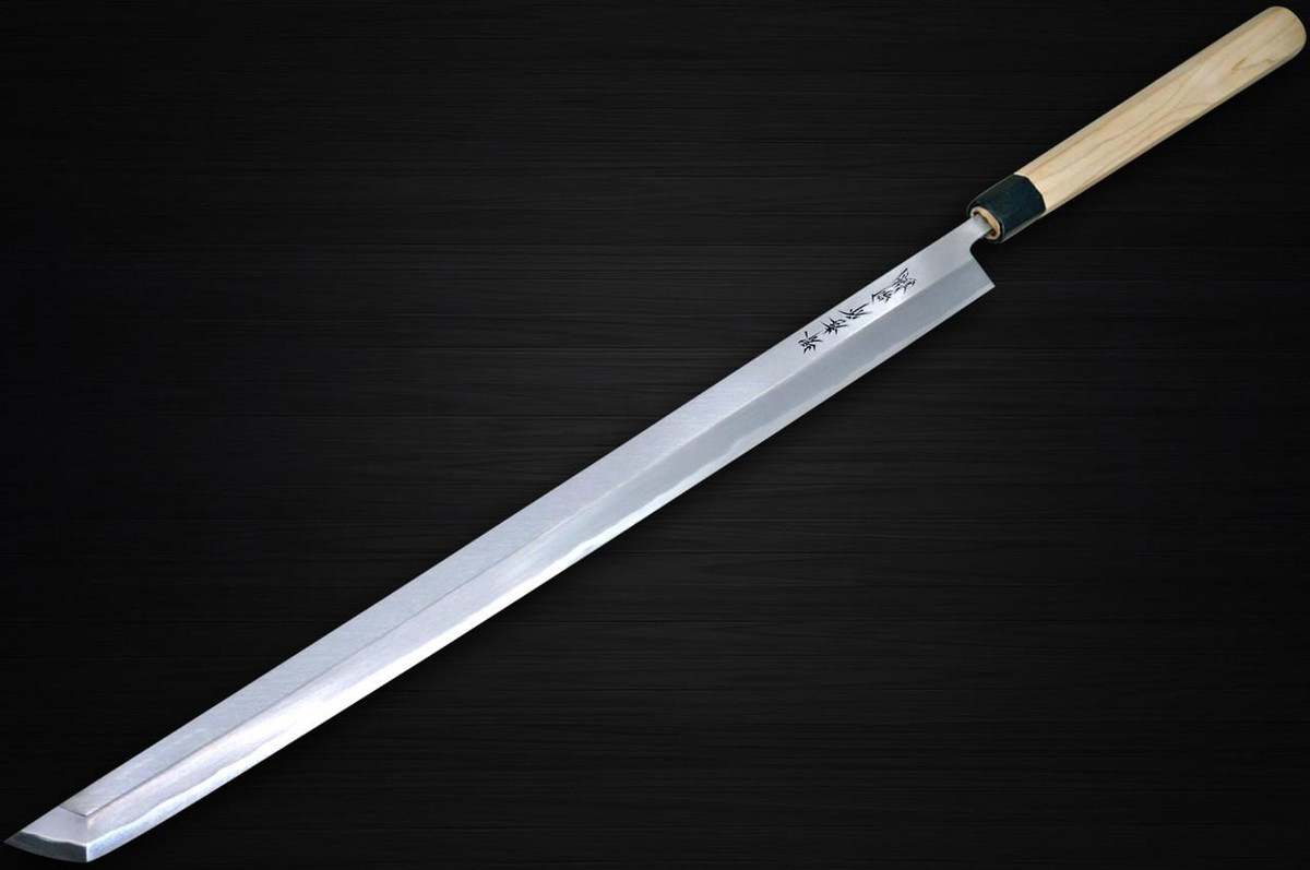 [Left Handed] Sakai Takayuki Tuna Maguro Bocho Japanese Chef's Tuna-Kiri 600mm Tokujyo Supreme (White 2 steel) with Water Buffalo Octagonal Handle 