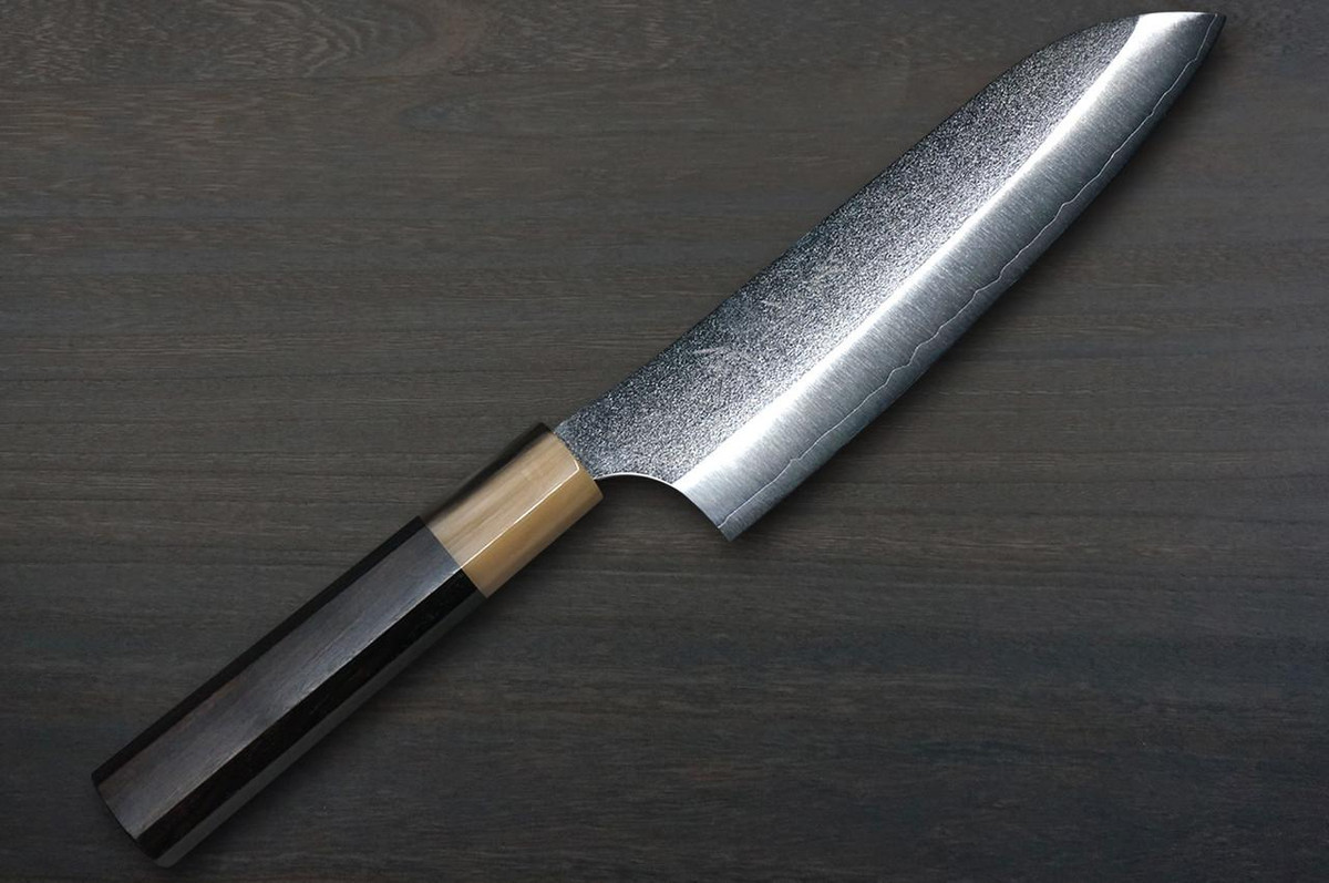 Yu Kurosaki VG-XEOS NEW GEKKO WA EB8W Japanese Chef's Santoku Knife 170mm with White Buffalo Ring Ebony Handle 