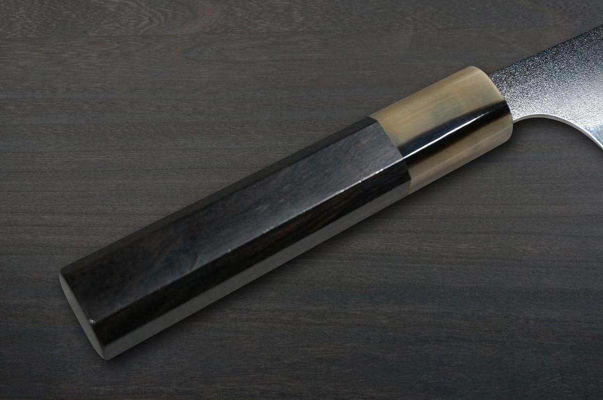 Yu Kurosaki VG-XEOS NEW GEKKO WA EB8W Japanese Chef's Santoku Knife 170mm with White Buffalo Ring Ebony Handle 
