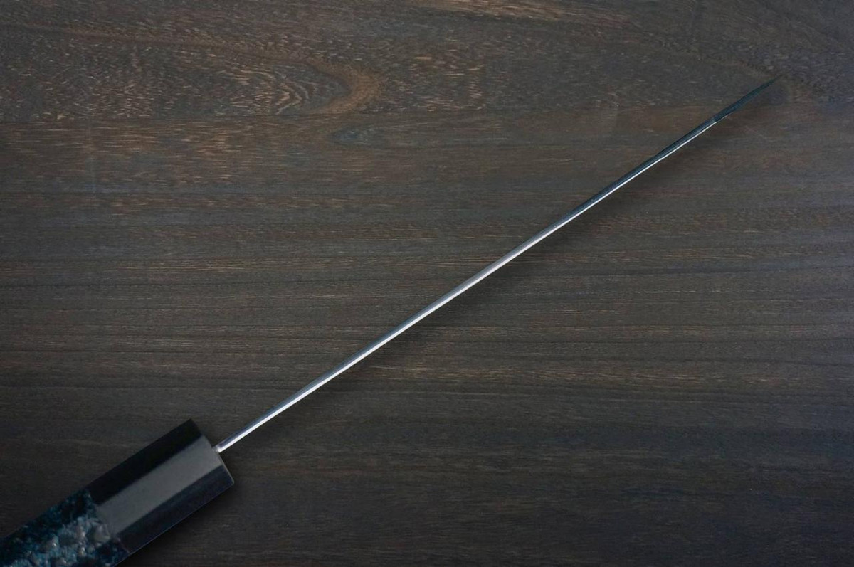 Yu Kurosaki R2(SG2) Hammered SENKO-EI WA INDIGO Japanese Chef's Bunka Knife 165mm with Indigo-dyed Handle and Saya Sheath [AI-TENMOKU] 