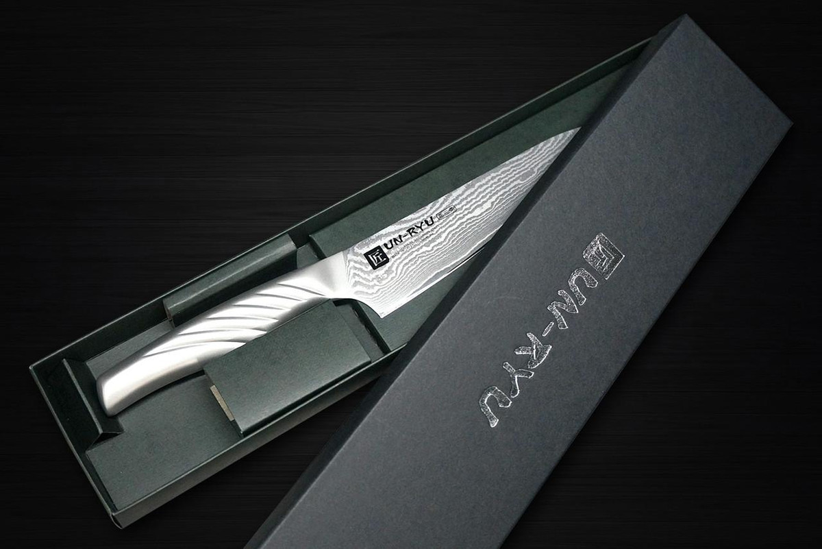 Shimomura UN-RYU Damascus STL Japanese Chef's Santoku Knife 160mm