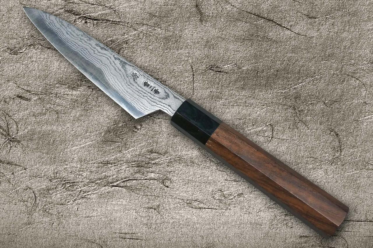 Shigeki Tanaka Aogami No.2 Damascus WN Japanese Chef's Petty Knife(Utility) 120mm with Walnut Handle 