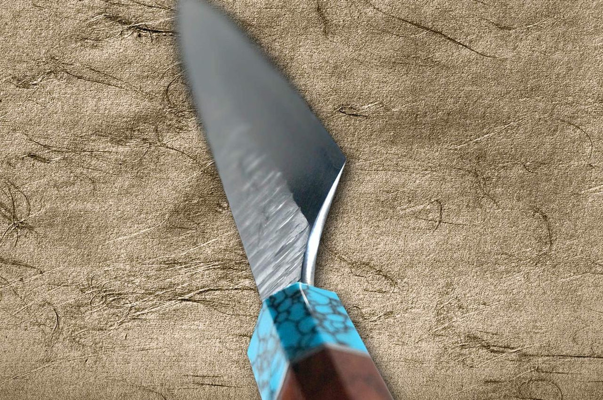 Yu Kurosaki SPG2 Clad FUJIN WA RSTCA Japanese Chef's Slicer(Sujihiki) 270mm with Blue Turquoise & Rosewood Handle 