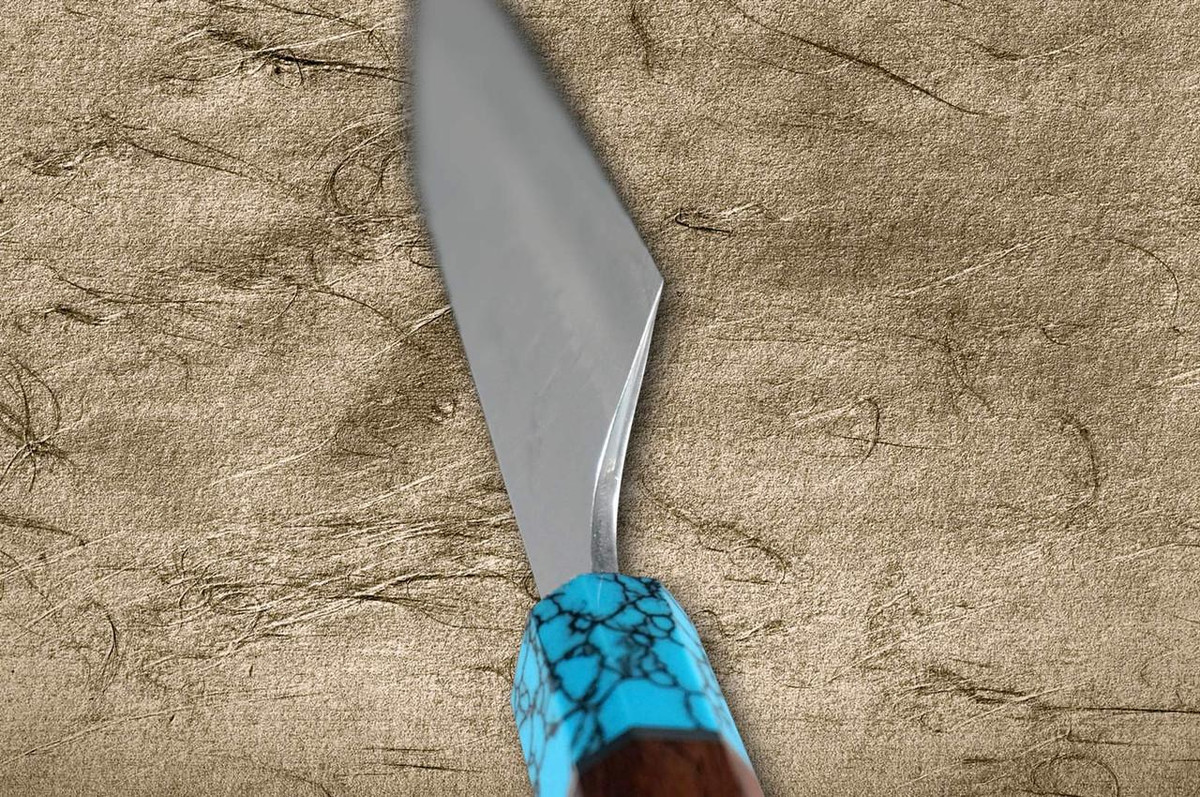 Yu Kurosaki SPG2 Clad FUJIN WA RSTCA Japanese Chef's Gyuto Knife 240mm with Blue Turquoise & Rosewood Handle 