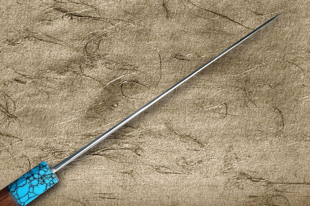 Yu Kurosaki SPG2 Clad FUJIN WA RSTCA Japanese Chef's Gyuto Knife 240mm with Blue Turquoise & Rosewood Handle 